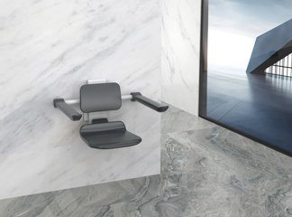 Asiento de ducha plegable montado en la pared certificado por TUV: esencial de baño práctico y que ahorra espacio